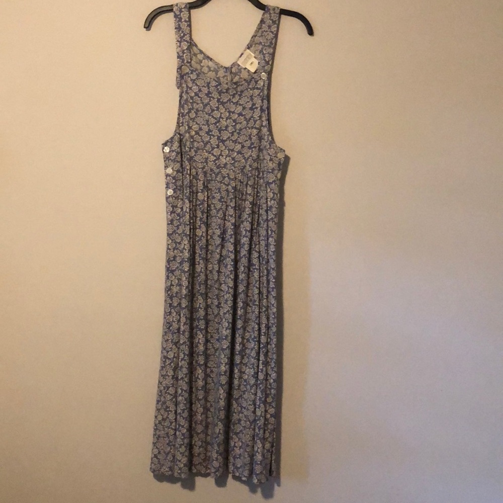 VintageBlue Floral Button Dress